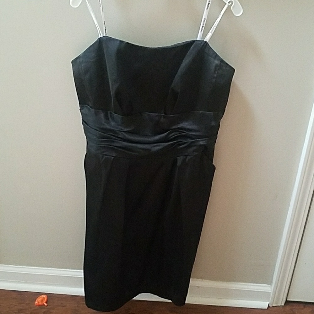 Black satin knee length dress